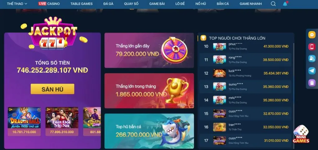 Các trò chơi cá cược đa dạng tại vin77722 nhà cái